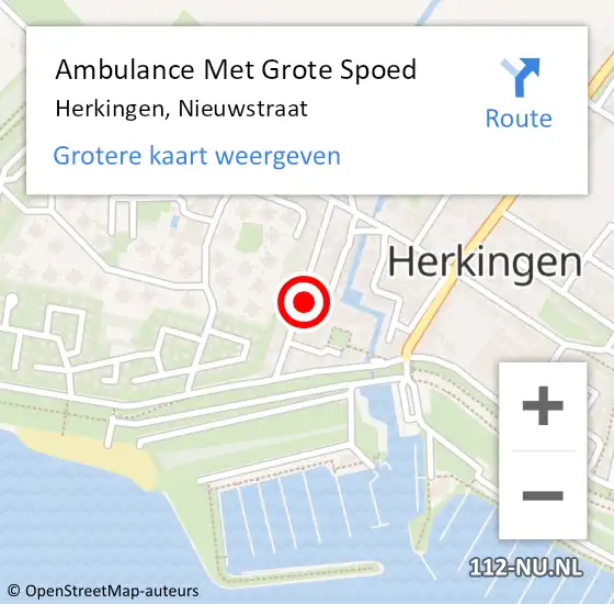 Locatie op kaart van de 112 melding: Ambulance Met Grote Spoed Naar Herkingen, Nieuwstraat op 24 november 2013 11:32