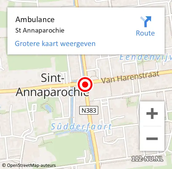 Locatie op kaart van de 112 melding: Ambulance St Annaparochie op 20 oktober 2015 20:25