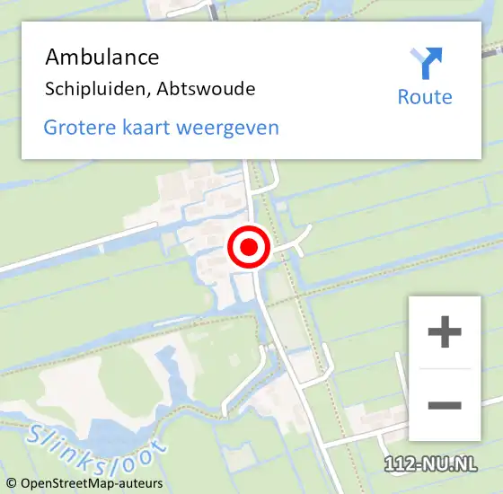 Locatie op kaart van de 112 melding: Ambulance Schipluiden, Abtswoude op 20 oktober 2015 20:36