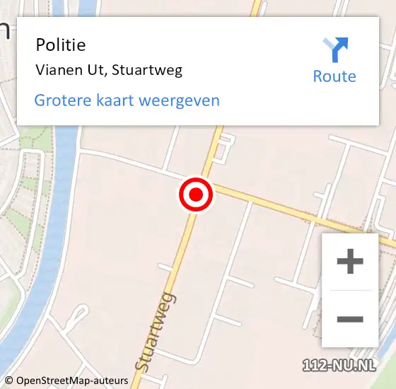 Locatie op kaart van de 112 melding: Politie Vianen Ut, Stuartweg op 20 oktober 2015 20:37