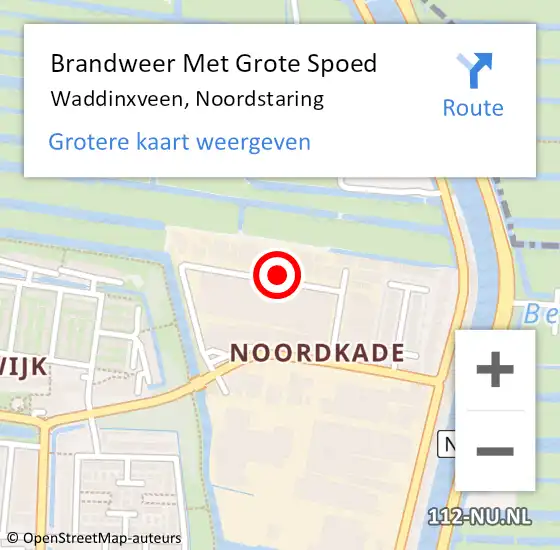 Locatie op kaart van de 112 melding: Brandweer Met Grote Spoed Naar Waddinxveen, Noordstaring op 20 oktober 2015 21:31