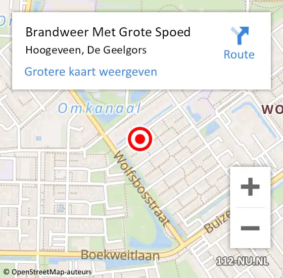 Locatie op kaart van de 112 melding: Brandweer Met Grote Spoed Naar Hoogeveen, De Geelgors op 20 oktober 2015 23:43