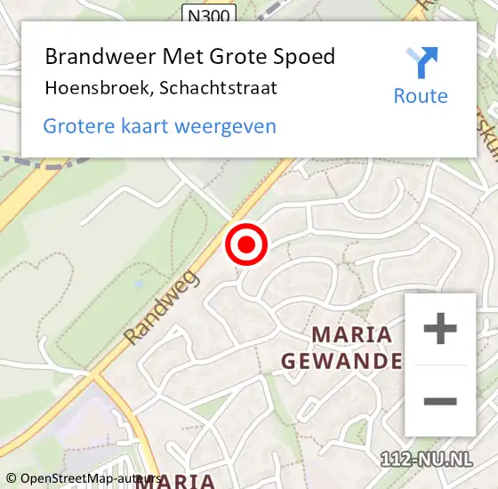 Locatie op kaart van de 112 melding: Brandweer Met Grote Spoed Naar Hoensbroek, Schachtstraat op 21 oktober 2015 00:35