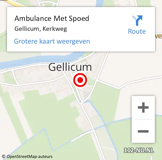 Locatie op kaart van de 112 melding: Ambulance Met Spoed Naar Gellicum, Kerkweg op 21 oktober 2015 01:17