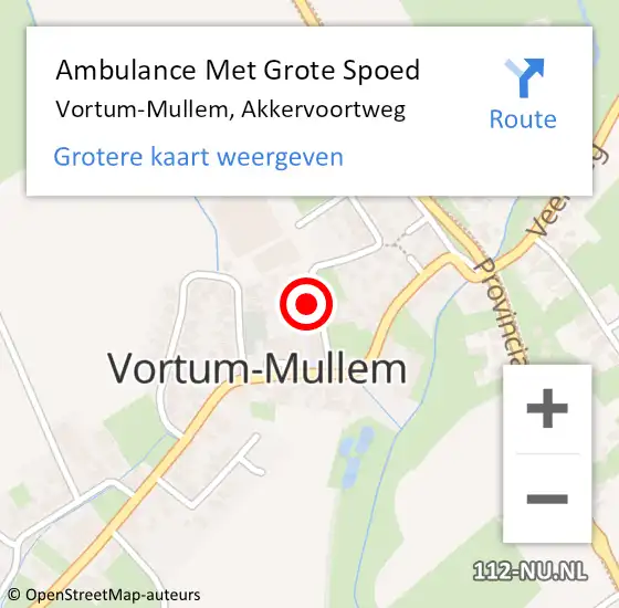 Locatie op kaart van de 112 melding: Ambulance Met Grote Spoed Naar Vortum-Mullem, Akkervoortweg op 21 oktober 2015 02:16