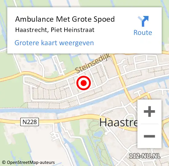 Locatie op kaart van de 112 melding: Ambulance Met Grote Spoed Naar Haastrecht, Piet Heinstraat op 21 oktober 2015 04:16