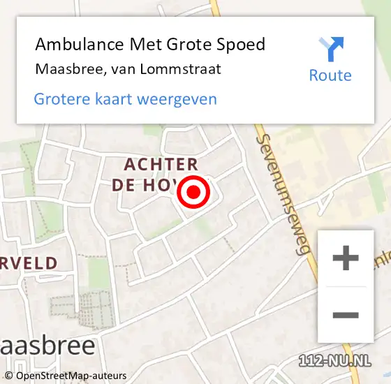 Locatie op kaart van de 112 melding: Ambulance Met Grote Spoed Naar Maasbree, van Lommstraat op 13 september 2013 18:44