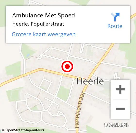 Locatie op kaart van de 112 melding: Ambulance Met Spoed Naar Heerle, Populierstraat op 21 oktober 2015 05:55