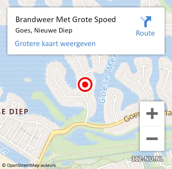 Locatie op kaart van de 112 melding: Brandweer Met Grote Spoed Naar Goes, Nieuwe Diep op 21 oktober 2015 07:09