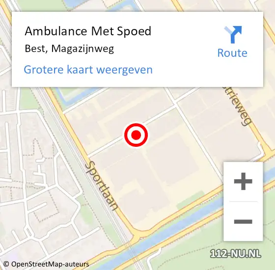 Locatie op kaart van de 112 melding: Ambulance Met Spoed Naar Best, Magazijnweg op 21 oktober 2015 08:37