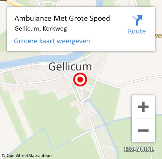 Locatie op kaart van de 112 melding: Ambulance Met Grote Spoed Naar Gellicum, Kerkweg op 21 oktober 2015 08:42