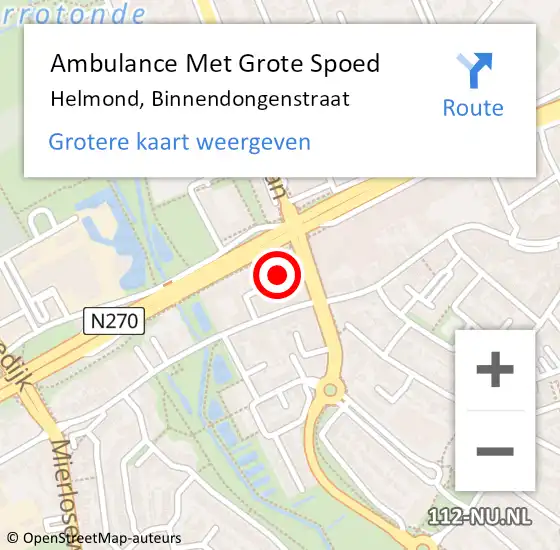 Locatie op kaart van de 112 melding: Ambulance Met Grote Spoed Naar Helmond, Binnendongenstraat op 21 oktober 2015 08:50