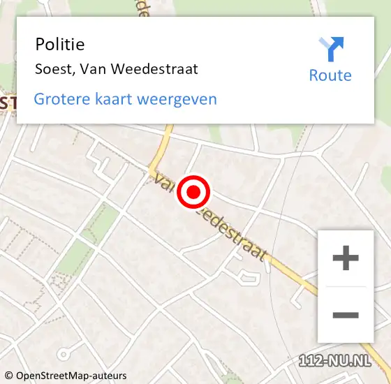 Locatie op kaart van de 112 melding: Politie Soest, Van Weedestraat op 21 oktober 2015 10:39