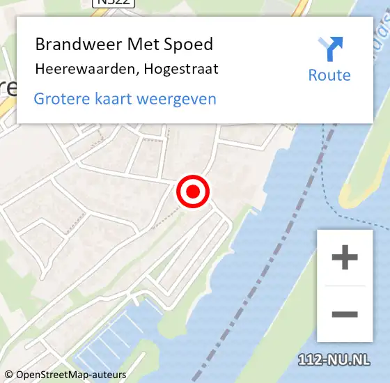 Locatie op kaart van de 112 melding: Brandweer Met Spoed Naar Heerewaarden, Hogestraat op 21 oktober 2015 11:18