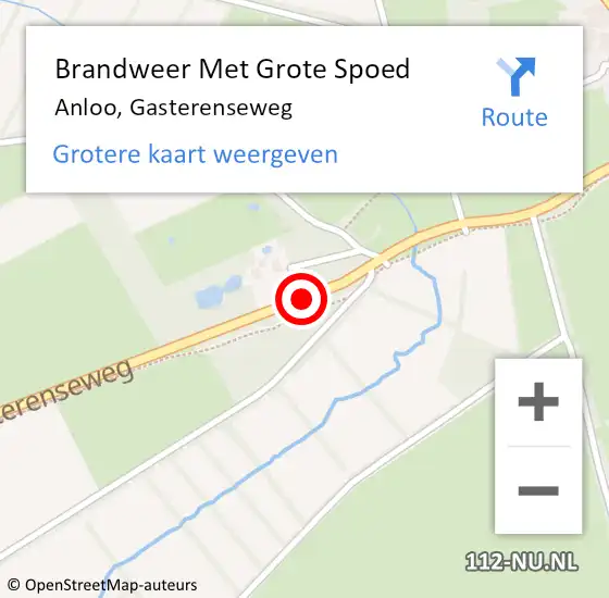 Locatie op kaart van de 112 melding: Brandweer Met Grote Spoed Naar Anloo, Gasterenseweg op 21 oktober 2015 12:28