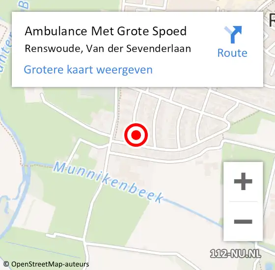 Locatie op kaart van de 112 melding: Ambulance Met Grote Spoed Naar Renswoude, Van der Sevenderlaan op 21 oktober 2015 13:22