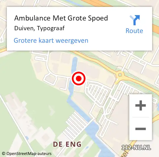 Locatie op kaart van de 112 melding: Ambulance Met Grote Spoed Naar Duiven, Typograaf op 21 oktober 2015 13:32