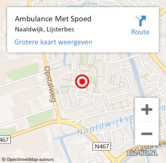 Locatie op kaart van de 112 melding: Ambulance Met Spoed Naar Naaldwijk, Lijsterbes op 21 oktober 2015 13:45