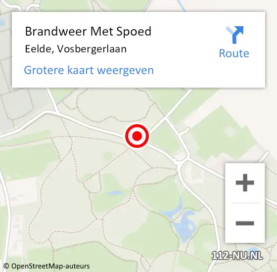 Locatie op kaart van de 112 melding: Brandweer Met Spoed Naar Eelde, Vosbergerlaan op 21 oktober 2015 14:12