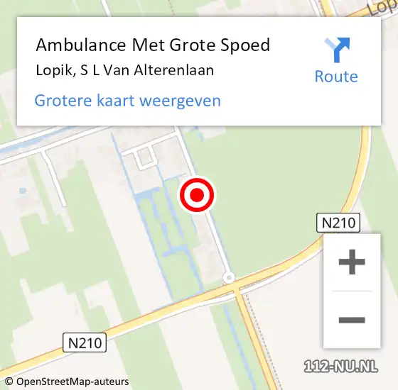 Locatie op kaart van de 112 melding: Ambulance Met Grote Spoed Naar Lopik, S L Van Alterenlaan op 21 oktober 2015 14:22