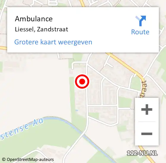 Locatie op kaart van de 112 melding: Ambulance Liessel, Zandstraat op 21 oktober 2015 14:31