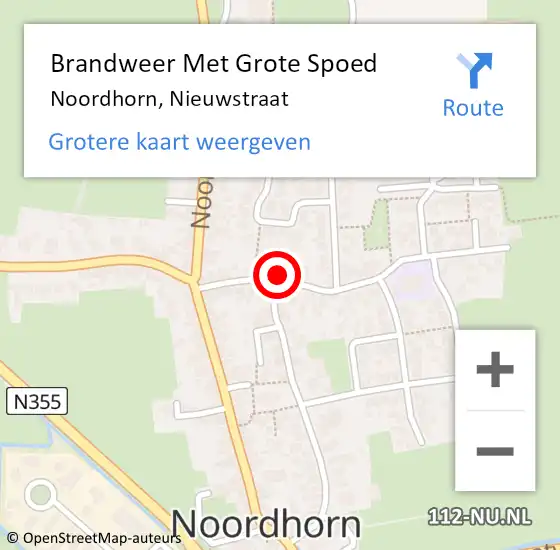 Locatie op kaart van de 112 melding: Brandweer Met Grote Spoed Naar Noordhorn, Nieuwstraat op 21 oktober 2015 14:35