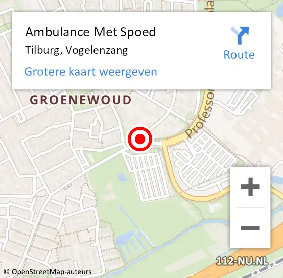 Locatie op kaart van de 112 melding: Ambulance Met Spoed Naar Tilburg, Vogelenzang op 21 oktober 2015 14:37