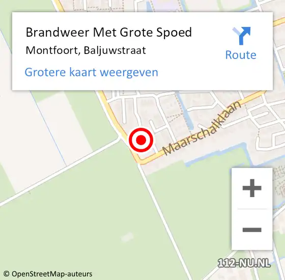 Locatie op kaart van de 112 melding: Brandweer Met Grote Spoed Naar Montfoort, Baljuwstraat op 21 oktober 2015 15:51