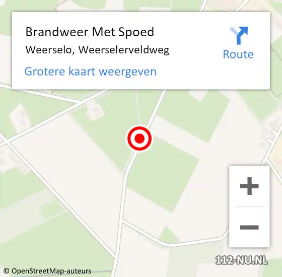 Locatie op kaart van de 112 melding: Brandweer Met Spoed Naar Weerselo, Weerselerveldweg op 21 oktober 2015 16:49