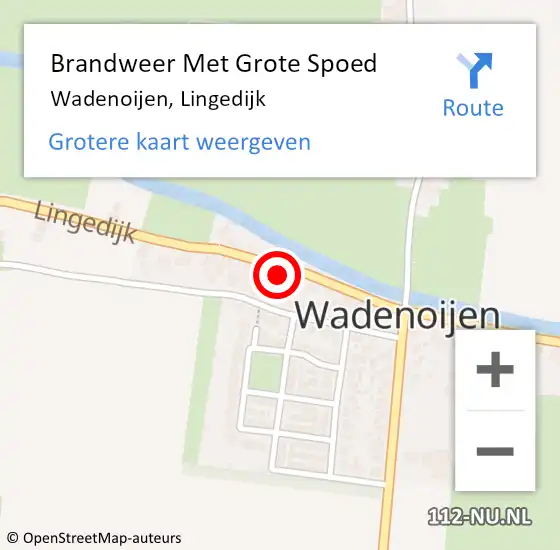 Locatie op kaart van de 112 melding: Brandweer Met Grote Spoed Naar Wadenoijen, Lingedijk op 21 oktober 2015 16:56