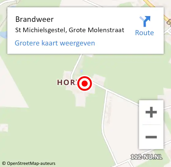 Locatie op kaart van de 112 melding: Brandweer St Michielsgestel, Grote Molenstraat op 21 oktober 2015 16:57