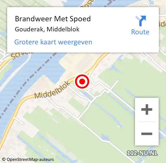 Locatie op kaart van de 112 melding: Brandweer Met Spoed Naar Gouderak, Middelblok op 21 oktober 2015 17:27