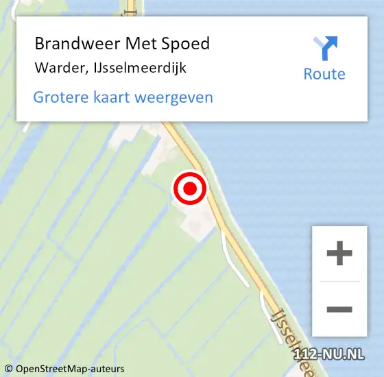 Locatie op kaart van de 112 melding: Brandweer Met Spoed Naar Warder, IJsselmeerdijk op 21 oktober 2015 17:39