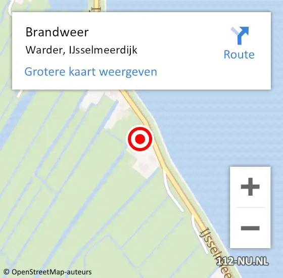 Locatie op kaart van de 112 melding: Brandweer Warder, IJsselmeerdijk op 21 oktober 2015 17:40