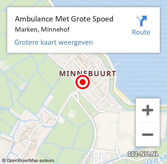 Locatie op kaart van de 112 melding: Ambulance Met Grote Spoed Naar Marken, Minnehof op 21 oktober 2015 18:29