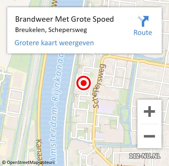 Locatie op kaart van de 112 melding: Brandweer Met Grote Spoed Naar Breukelen, Schepersweg op 21 oktober 2015 19:42