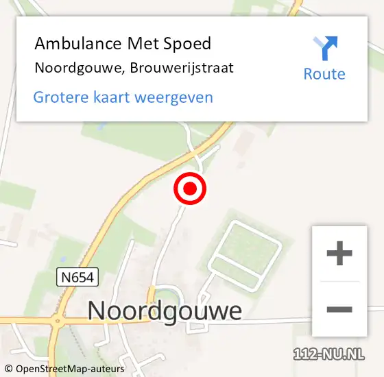 Locatie op kaart van de 112 melding: Ambulance Met Spoed Naar Noordgouwe, Brouwerijstraat op 21 oktober 2015 20:48