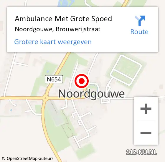 Locatie op kaart van de 112 melding: Ambulance Met Grote Spoed Naar Noordgouwe, Brouwerijstraat op 21 oktober 2015 21:10