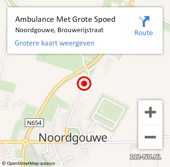 Locatie op kaart van de 112 melding: Ambulance Met Grote Spoed Naar Noordgouwe, Brouwerijstraat op 21 oktober 2015 21:19