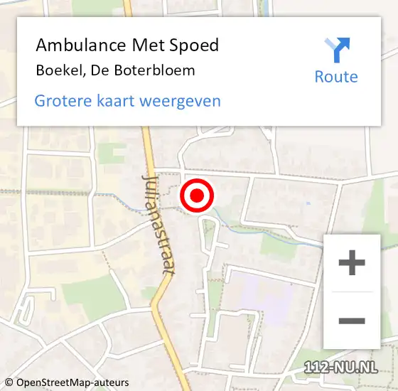 Locatie op kaart van de 112 melding: Ambulance Met Spoed Naar Boekel, De Boterbloem op 21 oktober 2015 22:14