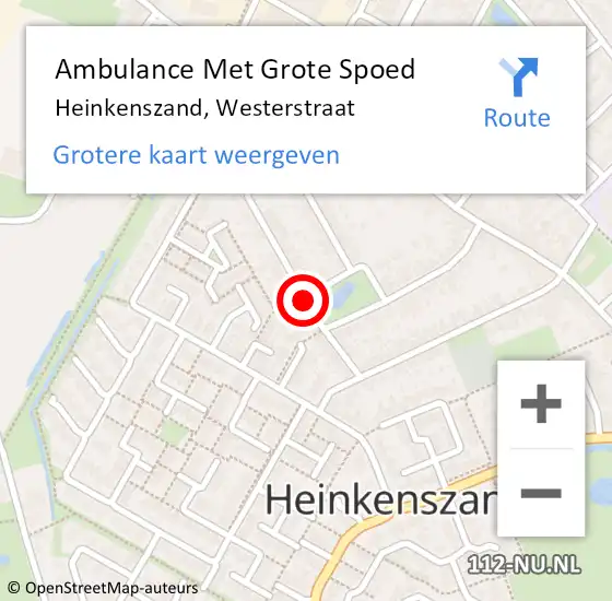 Locatie op kaart van de 112 melding: Ambulance Met Grote Spoed Naar Heinkenszand, Westerstraat op 21 oktober 2015 23:04