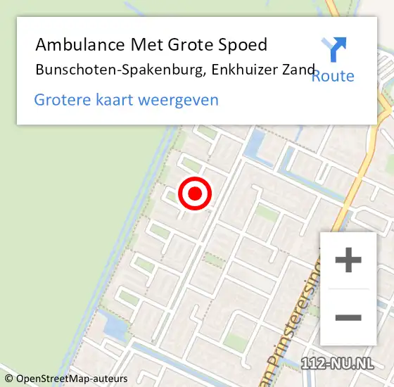 Locatie op kaart van de 112 melding: Ambulance Met Grote Spoed Naar Bunschoten-Spakenburg, Enkhuizer Zand op 22 oktober 2015 00:10