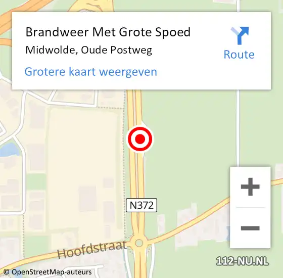 Locatie op kaart van de 112 melding: Brandweer Met Grote Spoed Naar Midwolde, Oude Postweg op 22 oktober 2015 01:01