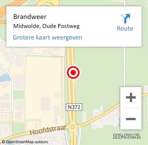 Locatie op kaart van de 112 melding: Brandweer Midwolde, Oude Postweg op 22 oktober 2015 01:03