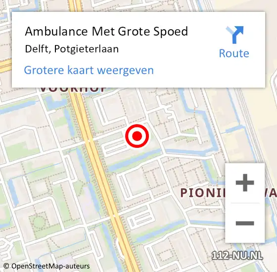 Locatie op kaart van de 112 melding: Ambulance Met Grote Spoed Naar Delft, Potgieterlaan op 22 oktober 2015 02:38