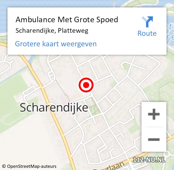 Locatie op kaart van de 112 melding: Ambulance Met Grote Spoed Naar Scharendijke, Platteweg op 22 oktober 2015 02:54