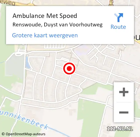 Locatie op kaart van de 112 melding: Ambulance Met Spoed Naar Renswoude, Duyst van Voorhoutweg op 22 oktober 2015 03:18