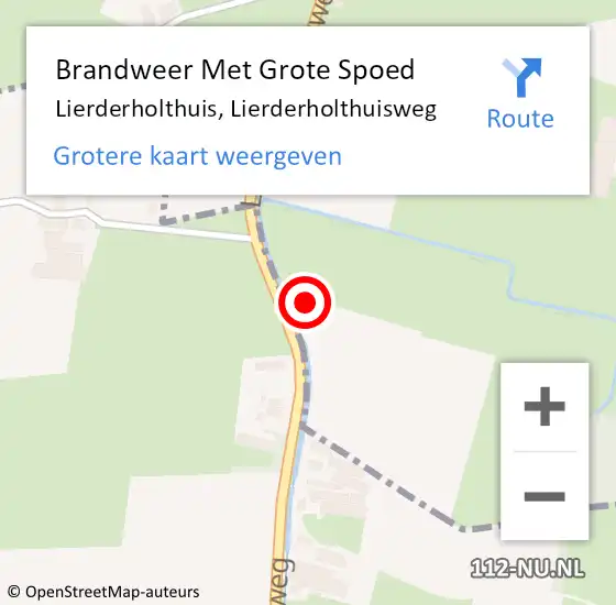 Locatie op kaart van de 112 melding: Brandweer Met Grote Spoed Naar Lierderholthuis, Lierderholthuisweg op 22 oktober 2015 05:24