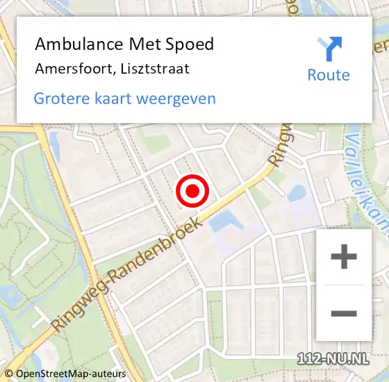 Locatie op kaart van de 112 melding: Ambulance Met Spoed Naar Amersfoort, Lisztstraat op 22 oktober 2015 05:33