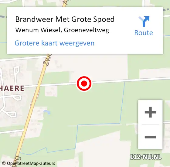 Locatie op kaart van de 112 melding: Brandweer Met Grote Spoed Naar Wenum Wiesel, Groeneveltweg op 22 oktober 2015 06:46